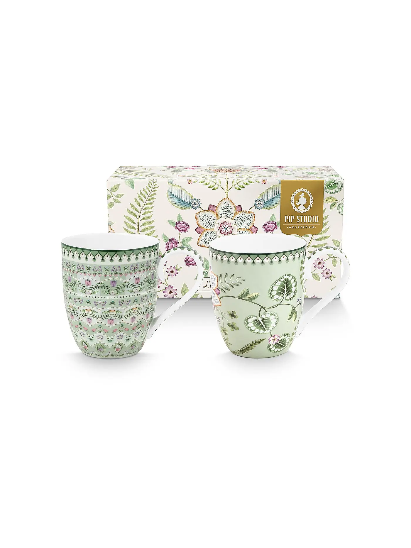 PIP STUDIO | Henkelbecher 2er Set XLarge LILY & LOTUS 450ml | hellgrün